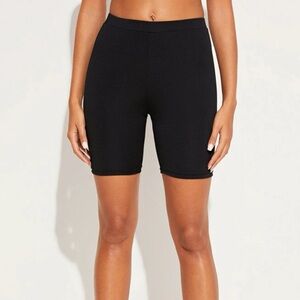 SHEIN Yoga Basic Black Solid Sporty Skinny Stretchy Biker Shorts